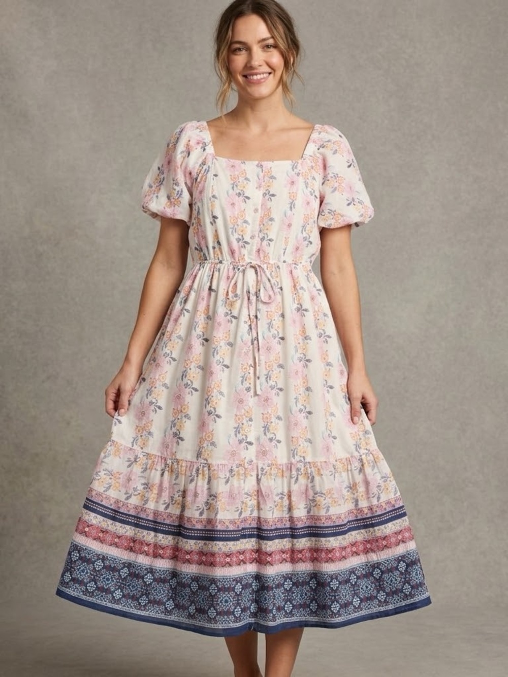 Anthropologie Lea 100% Cotton Floral Maxi Dress Cottagecore Praire Women’s 2X